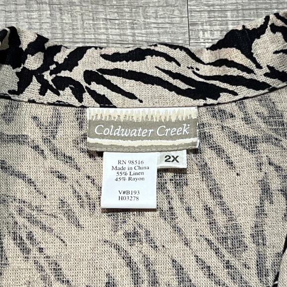 Coldwater Creek Linen Blend Jacket 2X Zebra Animal Print Neutral Boho Minimalist - Picture 3 of 6